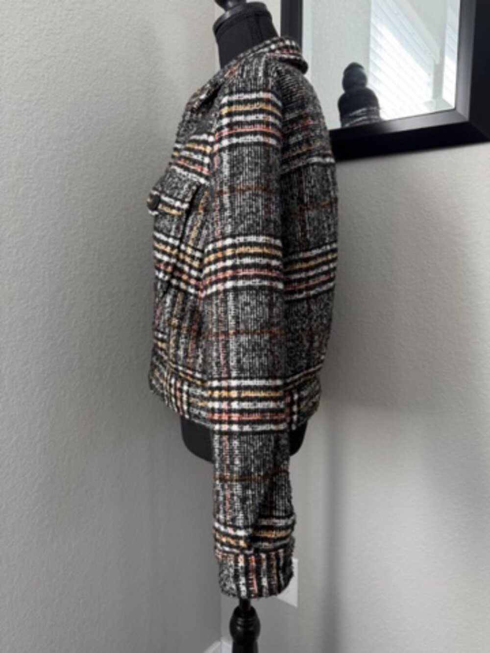 FREE PEOPLE Eisenhower Slouchy Plaid Tweed Jacket Small - Picture 7 of 14